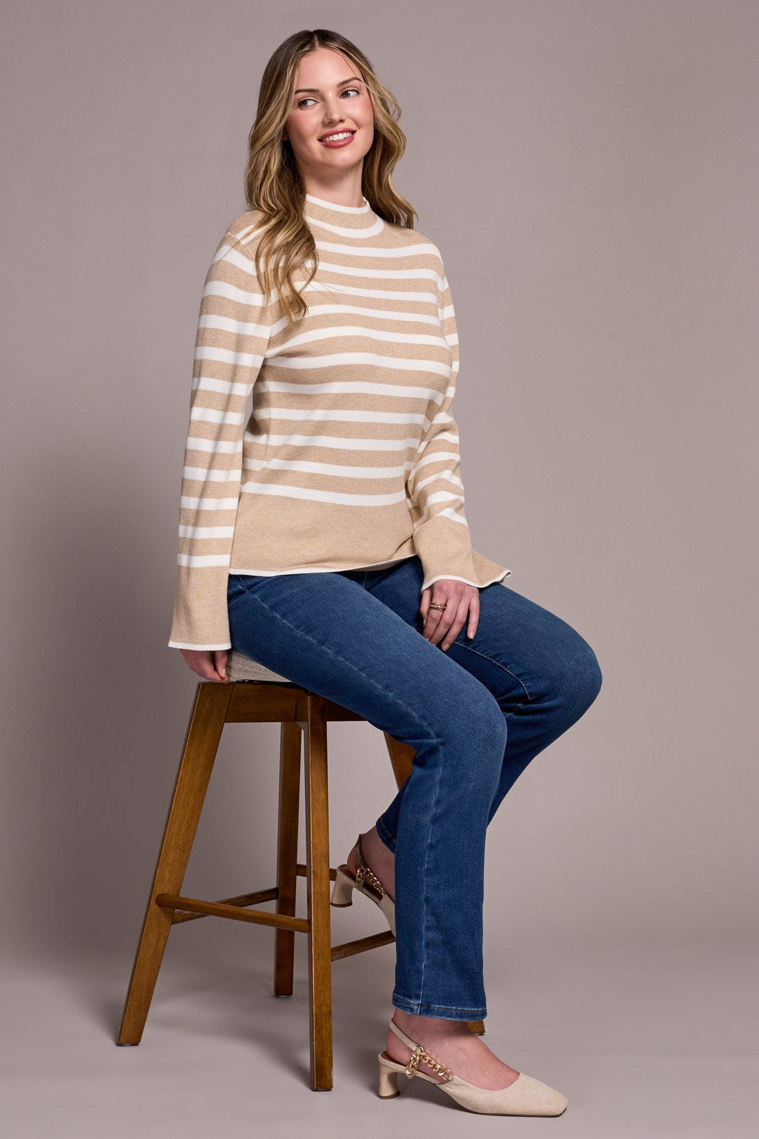 Tribal | L/s Funnel Nk Sweater-h Slate