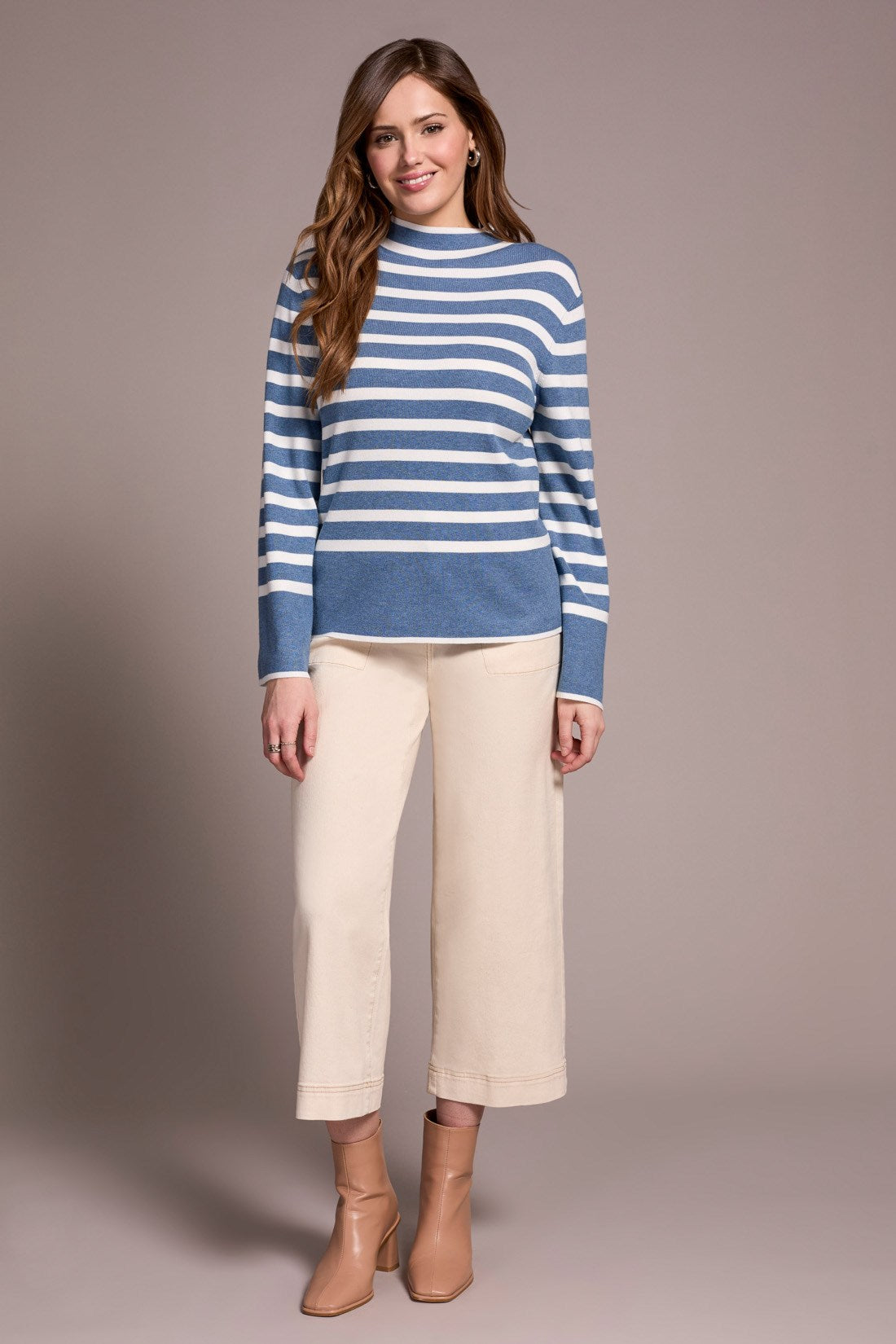 Tribal | L/s Funnel Nk Sweater-h Slate