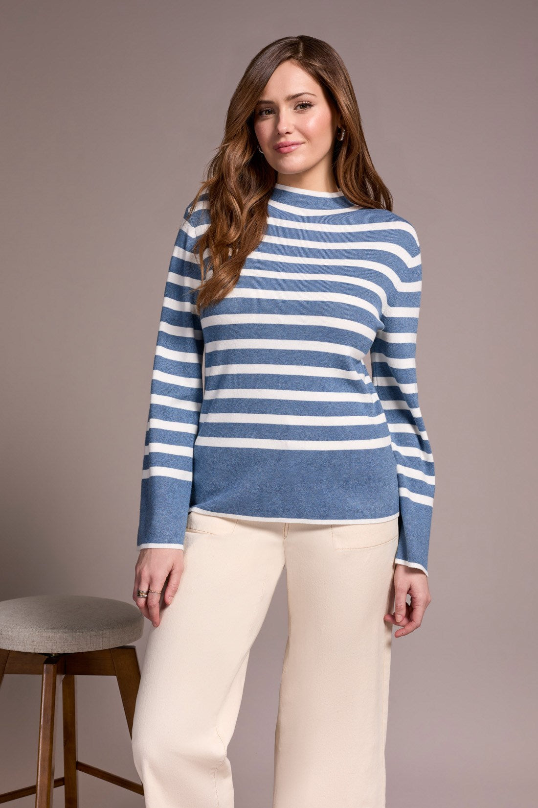 Tribal | L/s Funnel Nk Sweater-h Slate