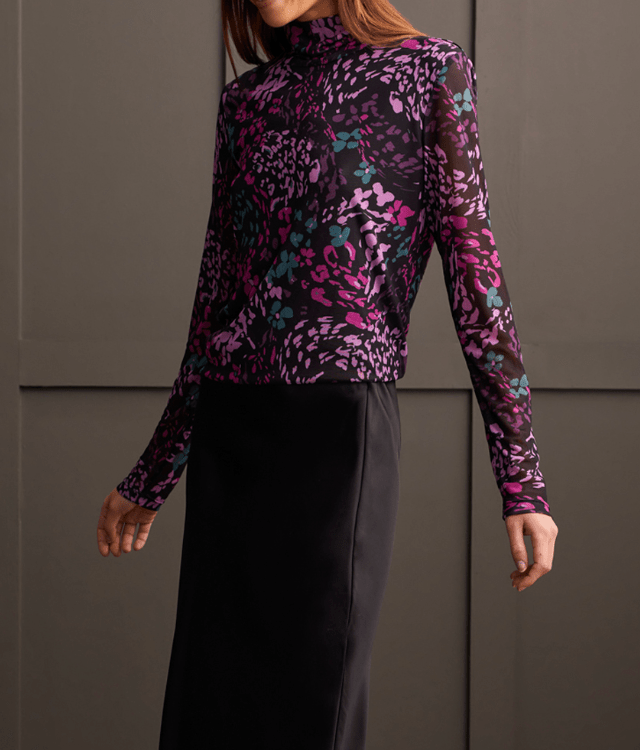 Tribal | Tribal | Magenta Turtleneck Lined Top | Cloister Collection | TOPS