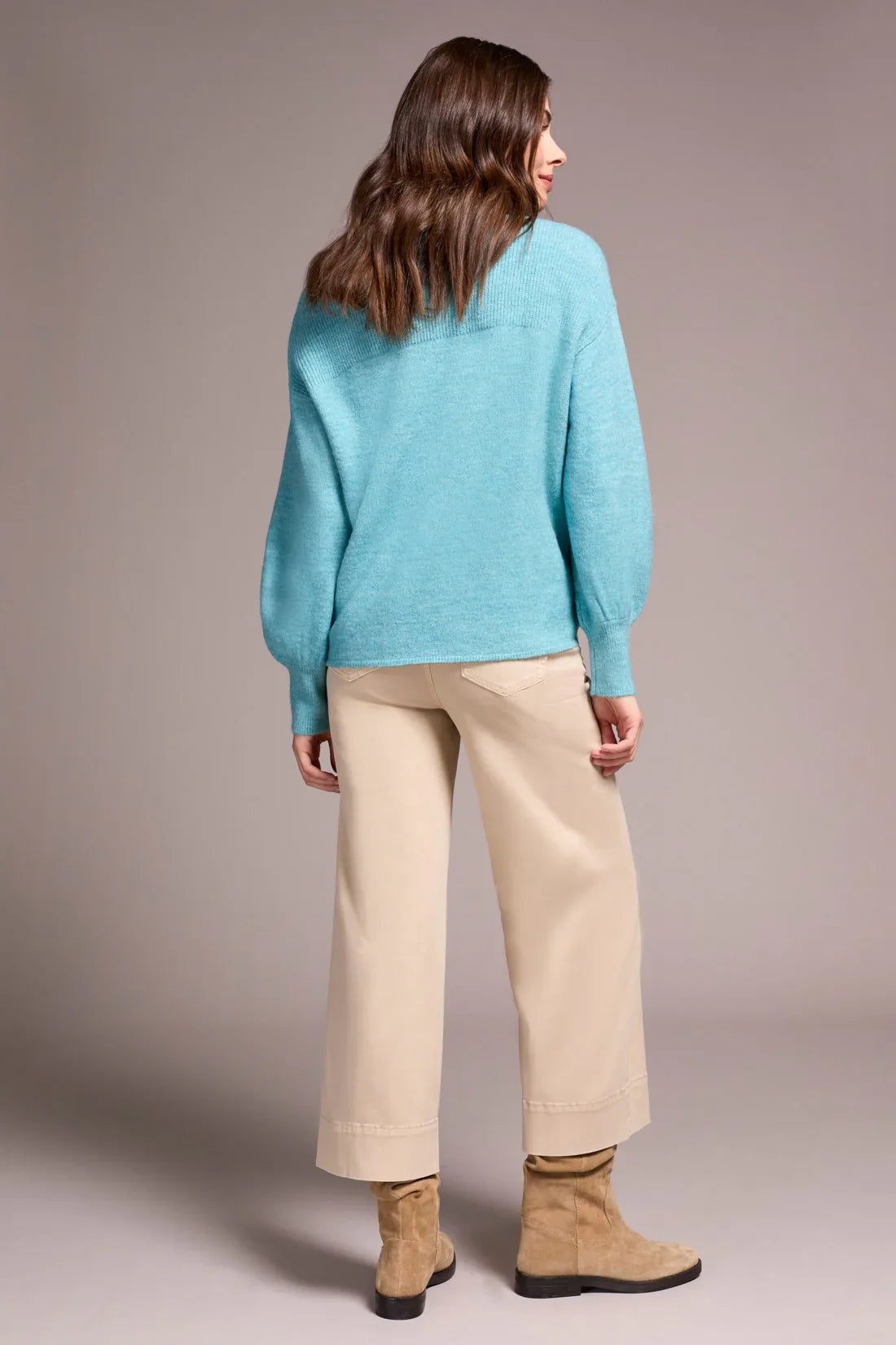 Tribal | L/s Notch Neckline Sweater-mis