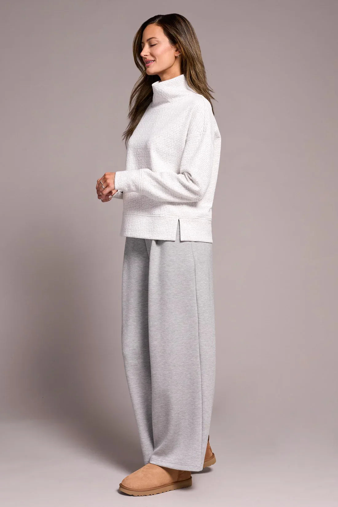 Tribal | L/s Funnel Neck Top-h Frostgre