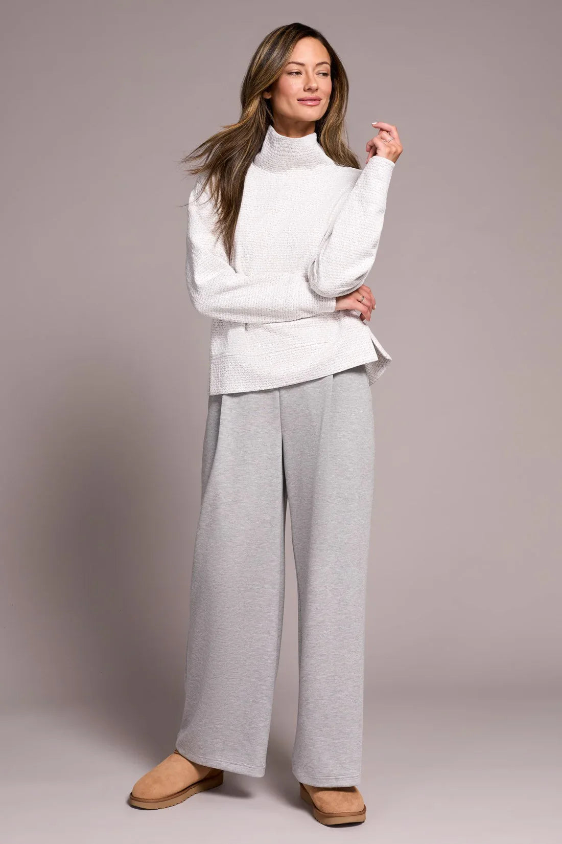 Tribal | L/s Funnel Neck Top-h Frostgre
