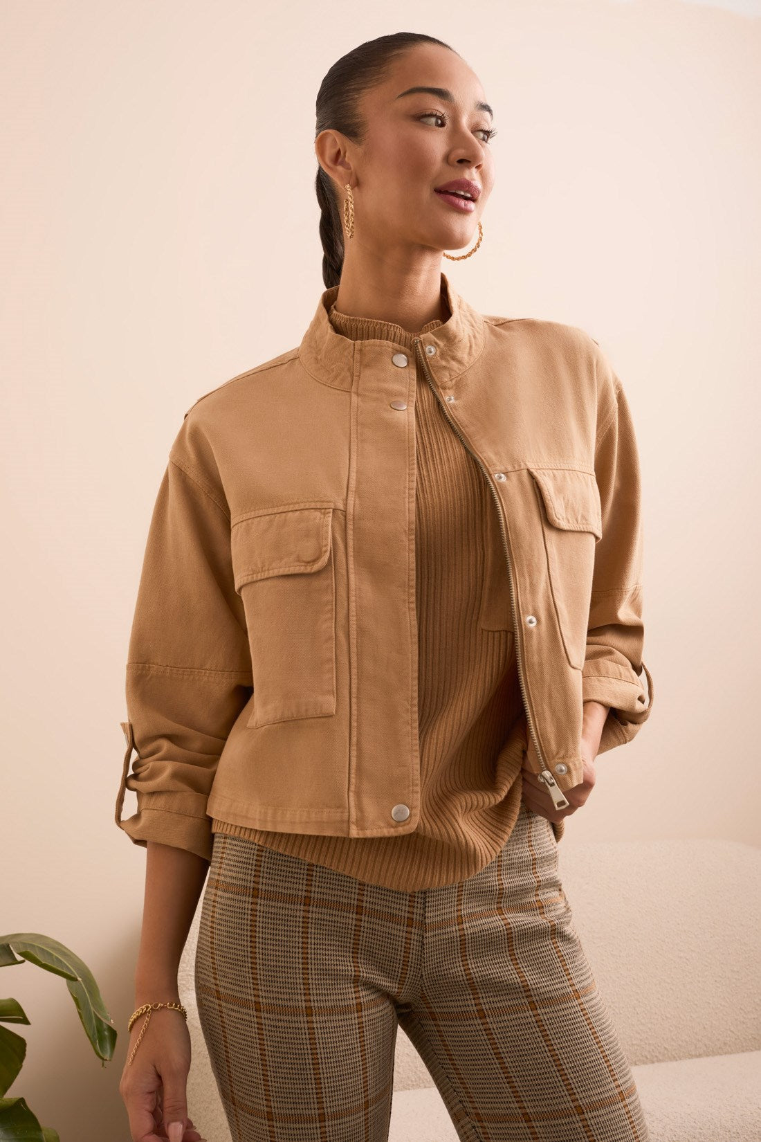 Tribal | L/s Zip Frt Jacket W/ Double P