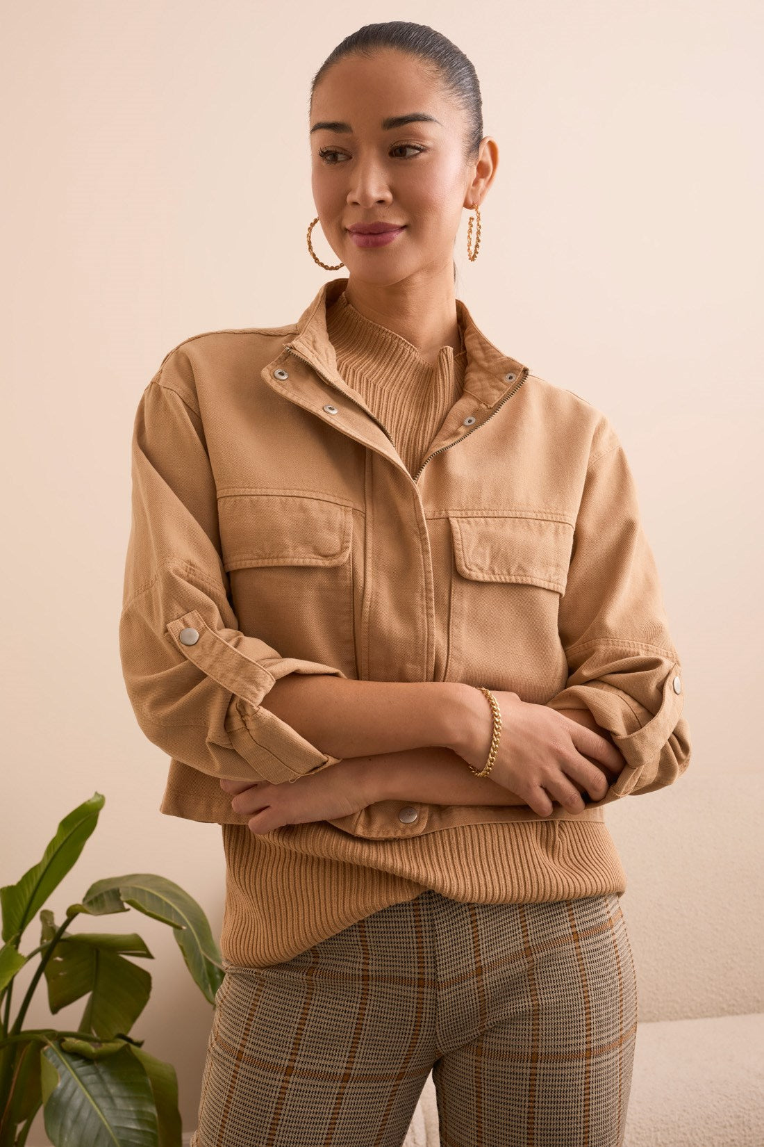 Tribal | L/s Zip Frt Jacket W/ Double P