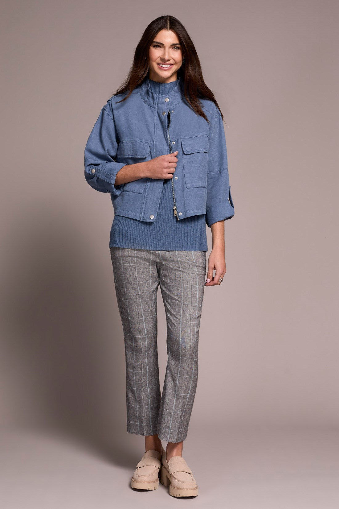 Tribal | L/s Zip Frt Jacket W/ Double P