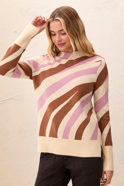 Mock Neck Jacquard Sweater