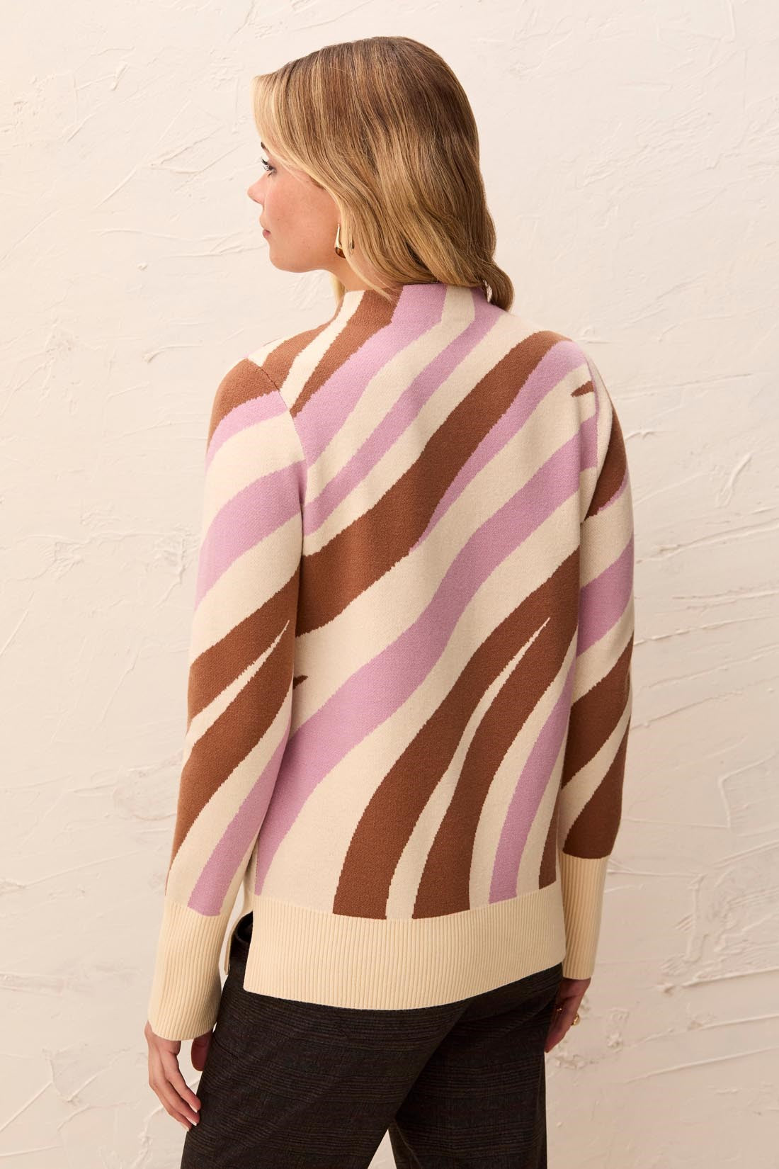 Mock Neck Jacquard Sweater