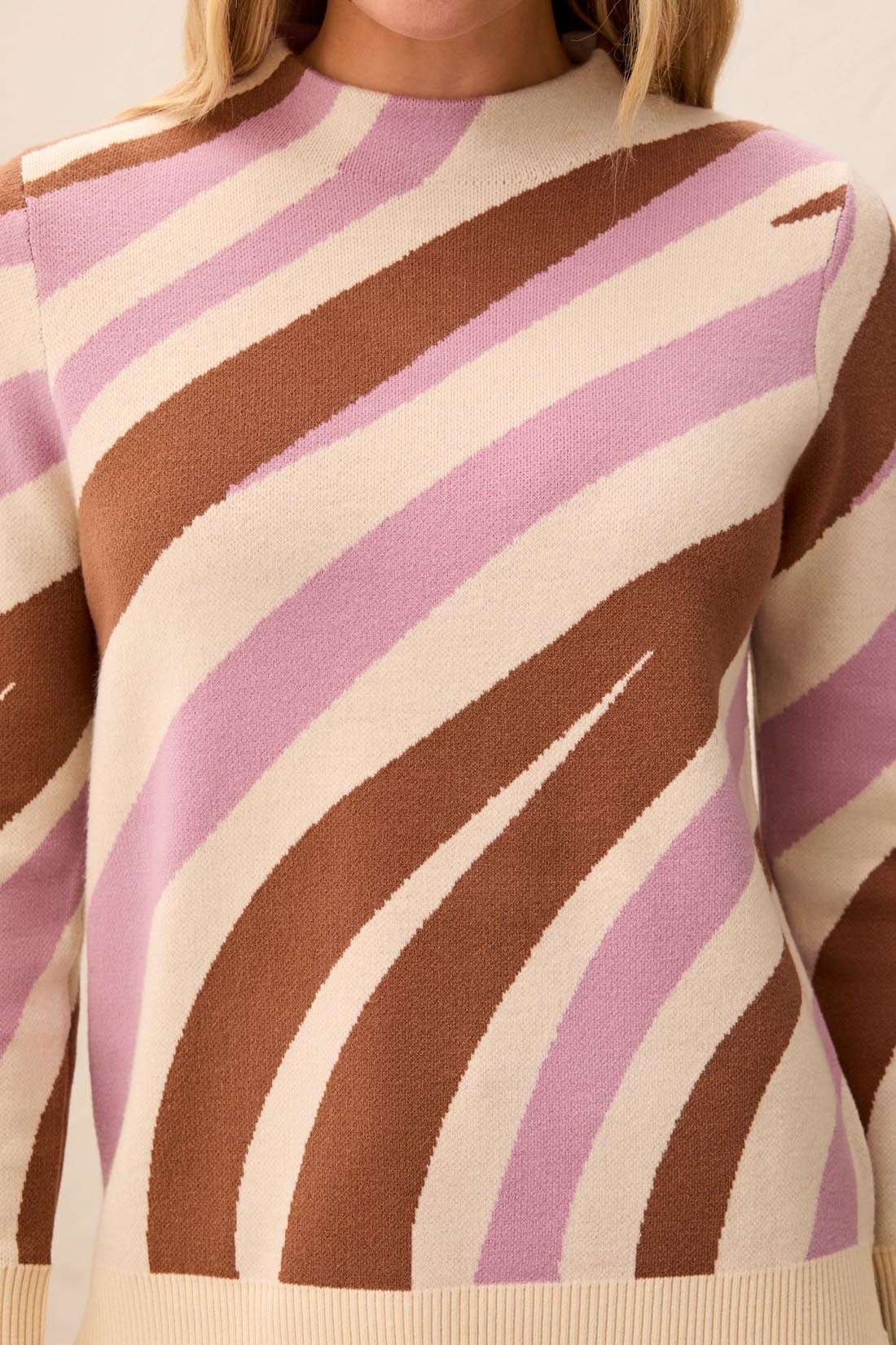 Mock Neck Jacquard Sweater