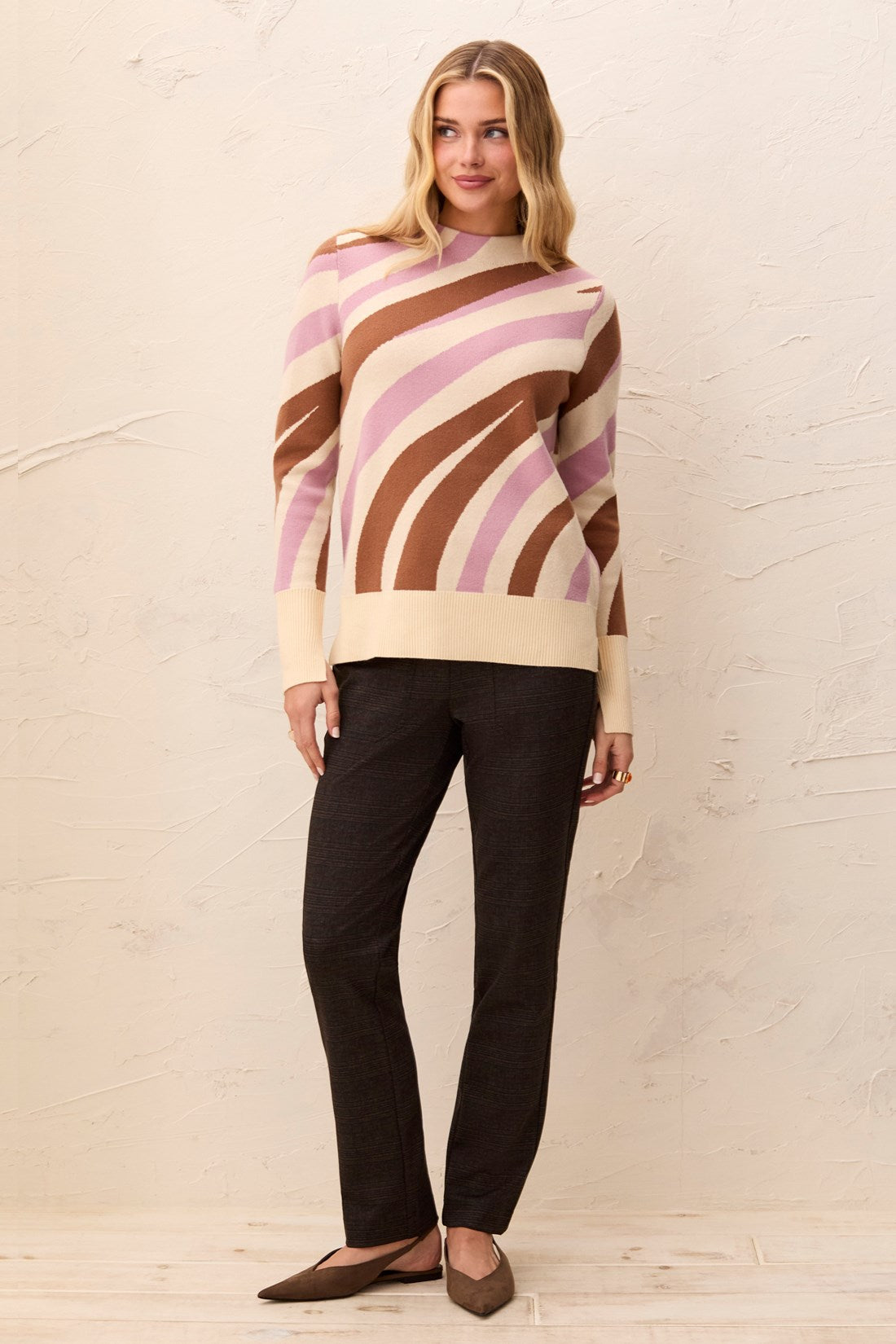 Mock Neck Jacquard Sweater