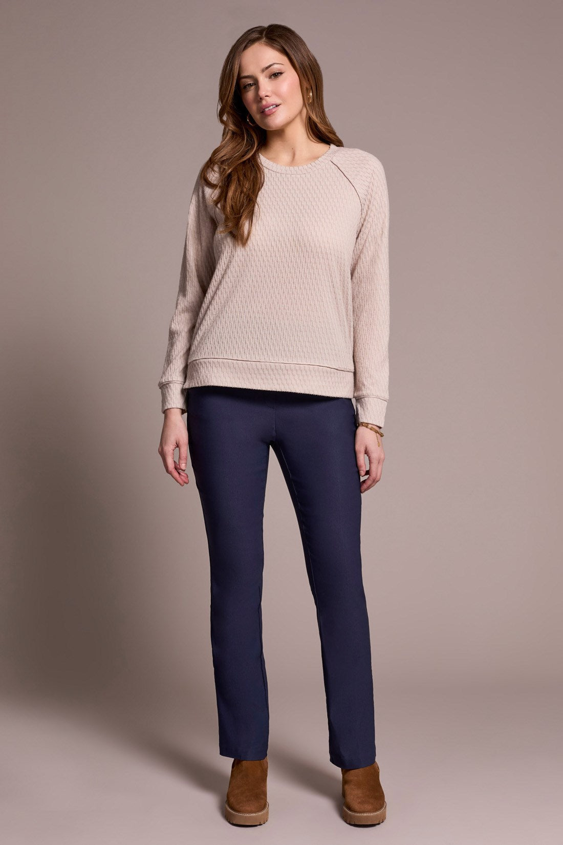Tribal | L/s Crew Neck Raglan Top-sands