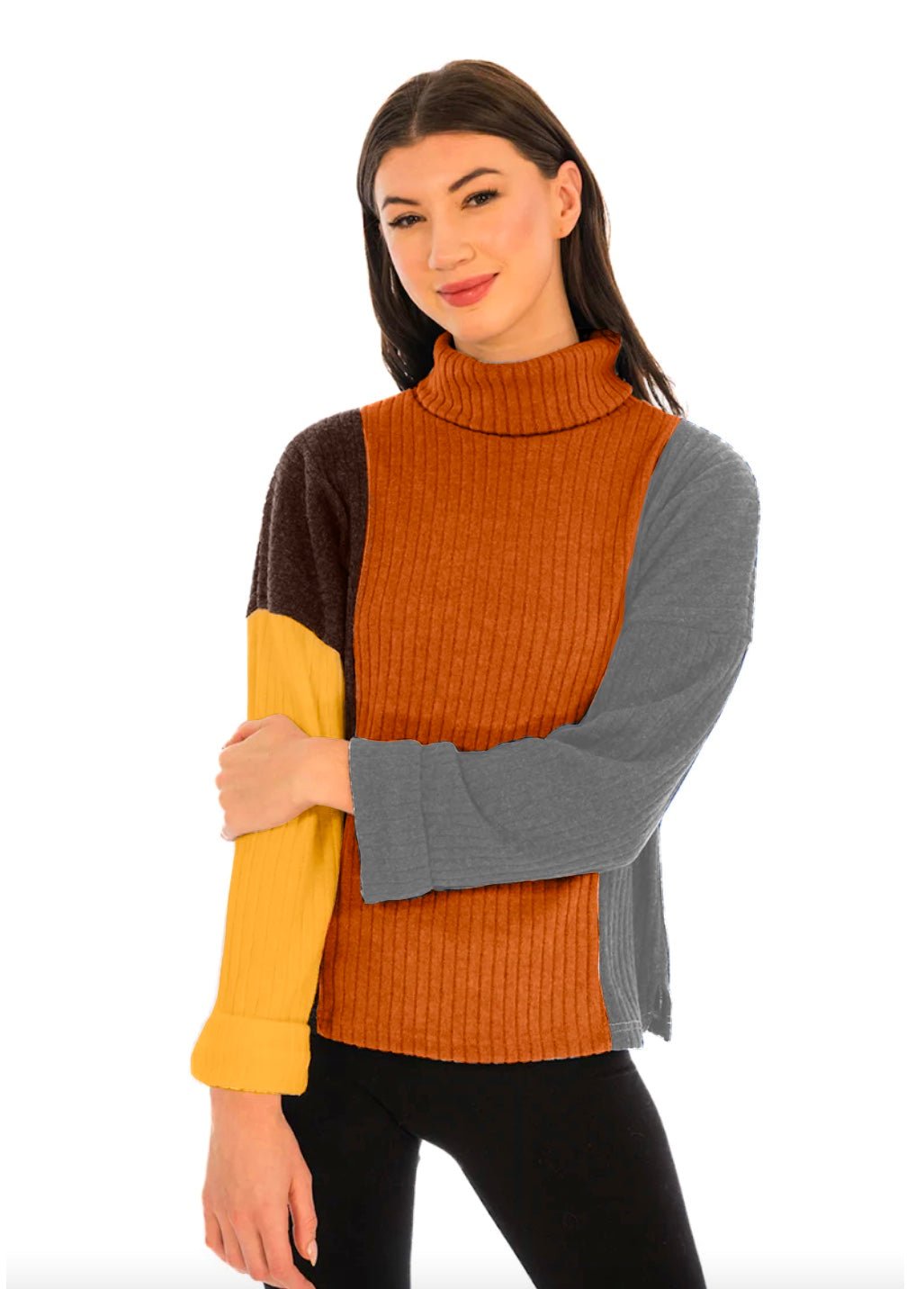 Trisha Tyler | Trisha Tyler | Color Block Turtle Neck | Cloister Collection | TOPS