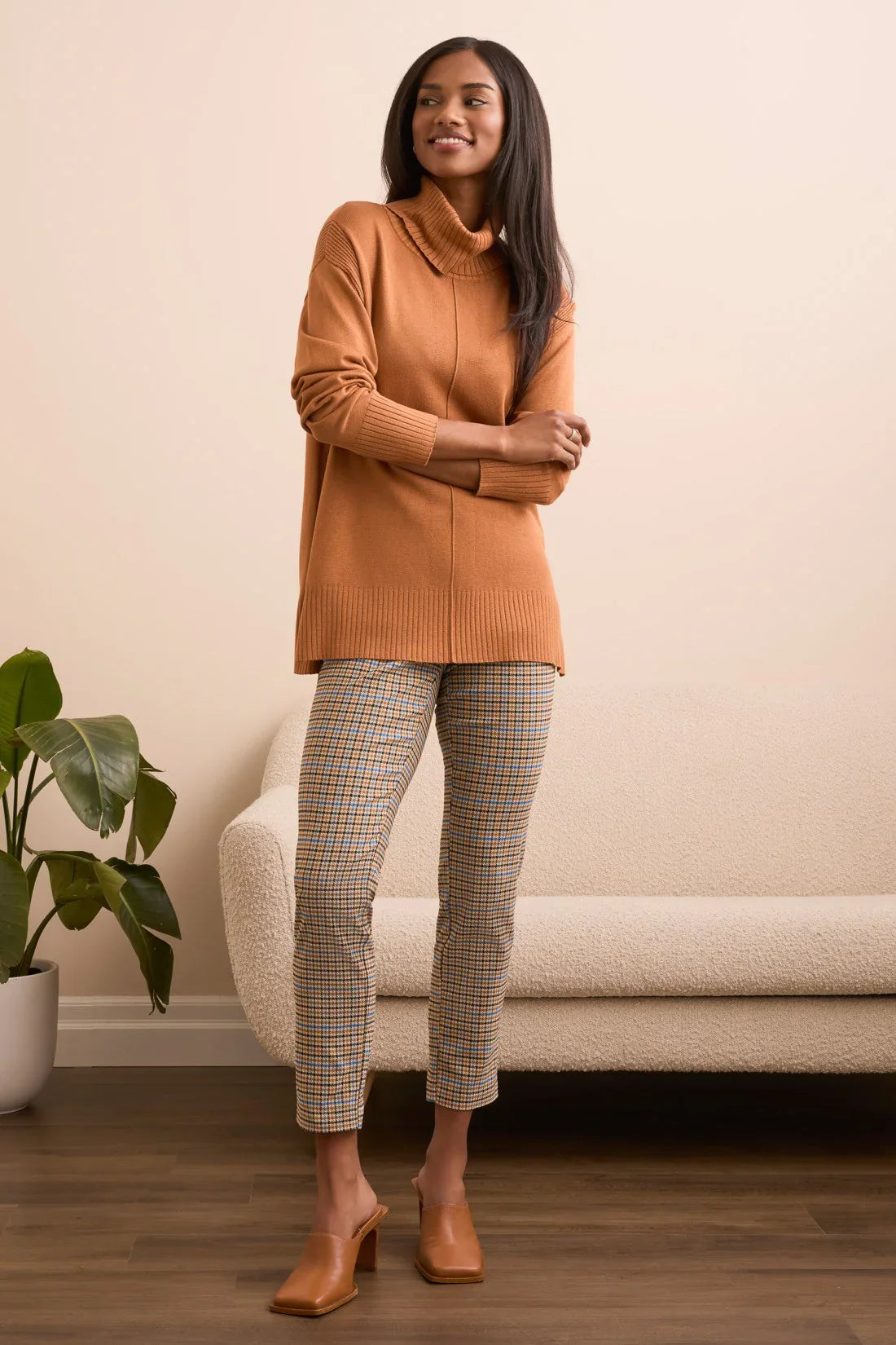 Tribal | L/s Turtle Nk Sweater-bran