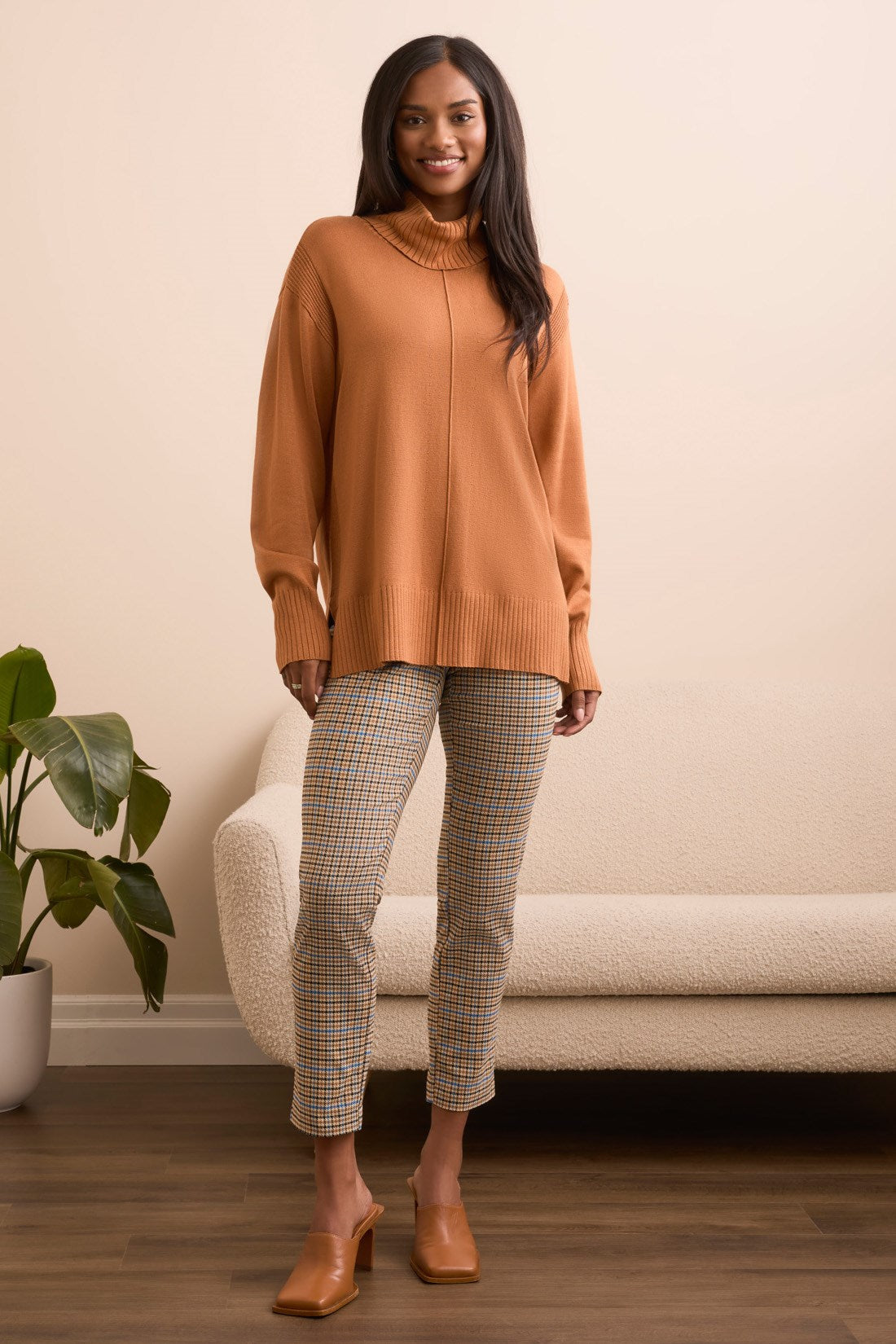 Tribal | L/s Turtle Nk Sweater-bran