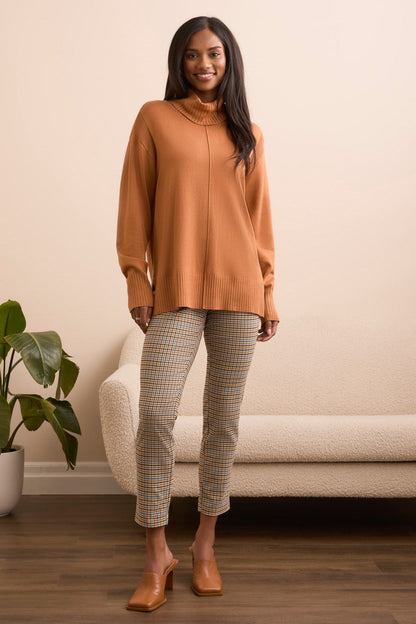 Tribal | L/s Turtle Nk Sweater-bran