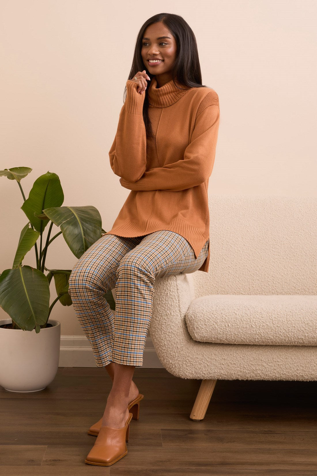 Tribal | L/s Turtle Nk Sweater-bran