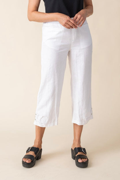 Linen Pleat Button Capri