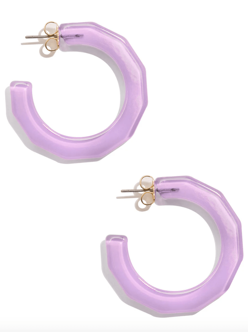 Zenzii | Zenzii | Large Textured Open Hoop Resin - Lavender | Cloister Collection | JEWELRY