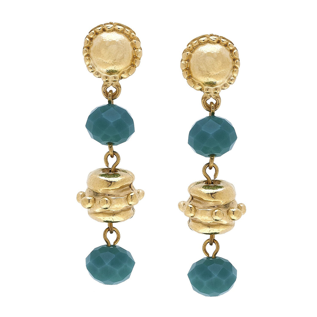 Susan Shaw | Tiered Gold & Crystal Earrings